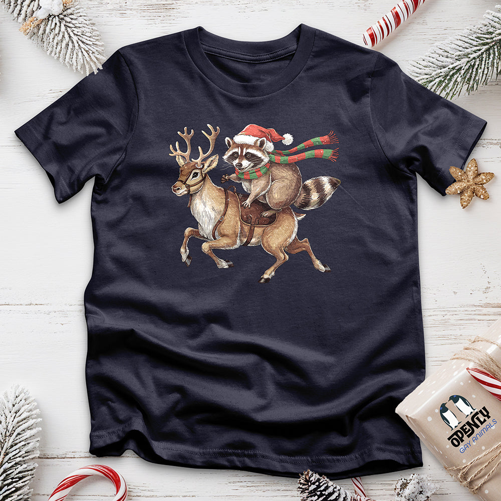 Raccoon Riding Reindeer Unisex t-shirt