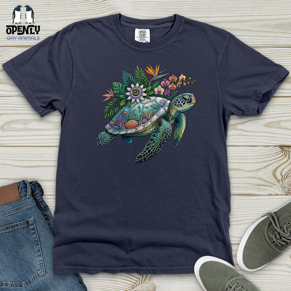 Floral Turtle Heavy Cotton Comfort Colors Tee