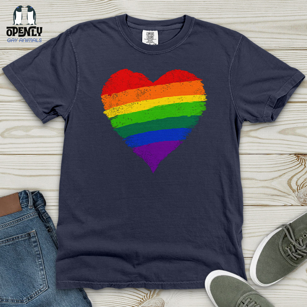 Rainbow Heart Lgbt Ally Heavy Cotton Comfort Colors Tee