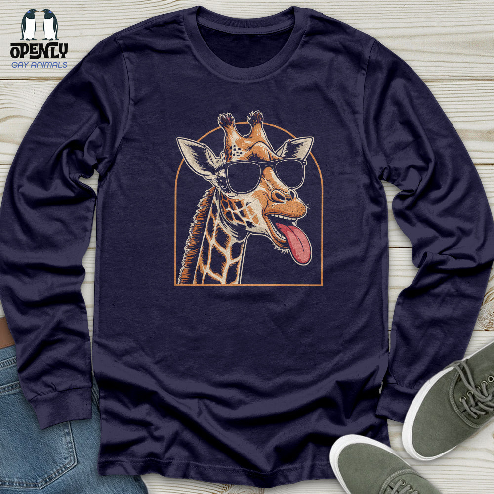 Giraffe Sticking Her Tongue Out Unisex Long Sleeve Tee