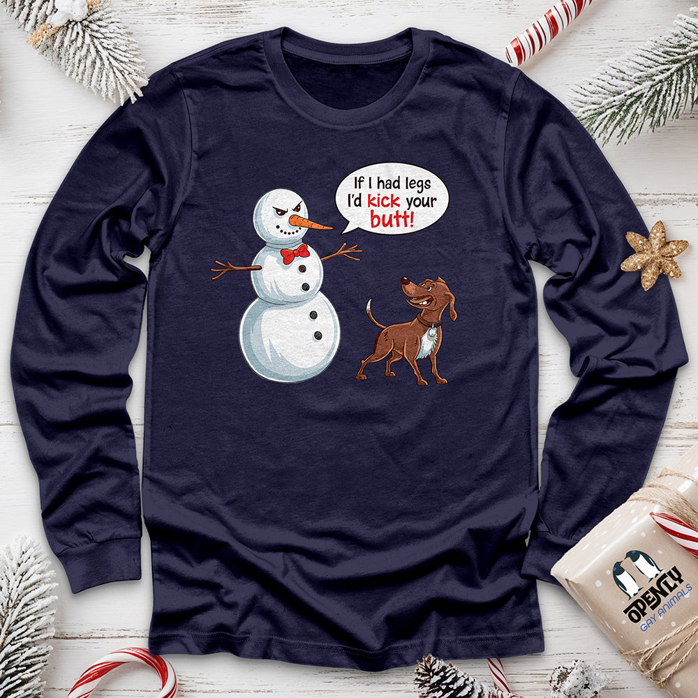 Funny Dog and Snowman Unisex Long Sleeve Tee