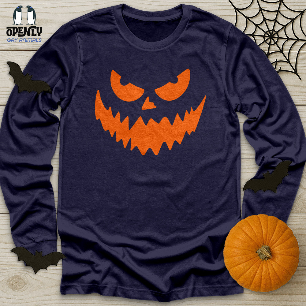 Scary Pumpkin Face Unisex Long Sleeve Tee