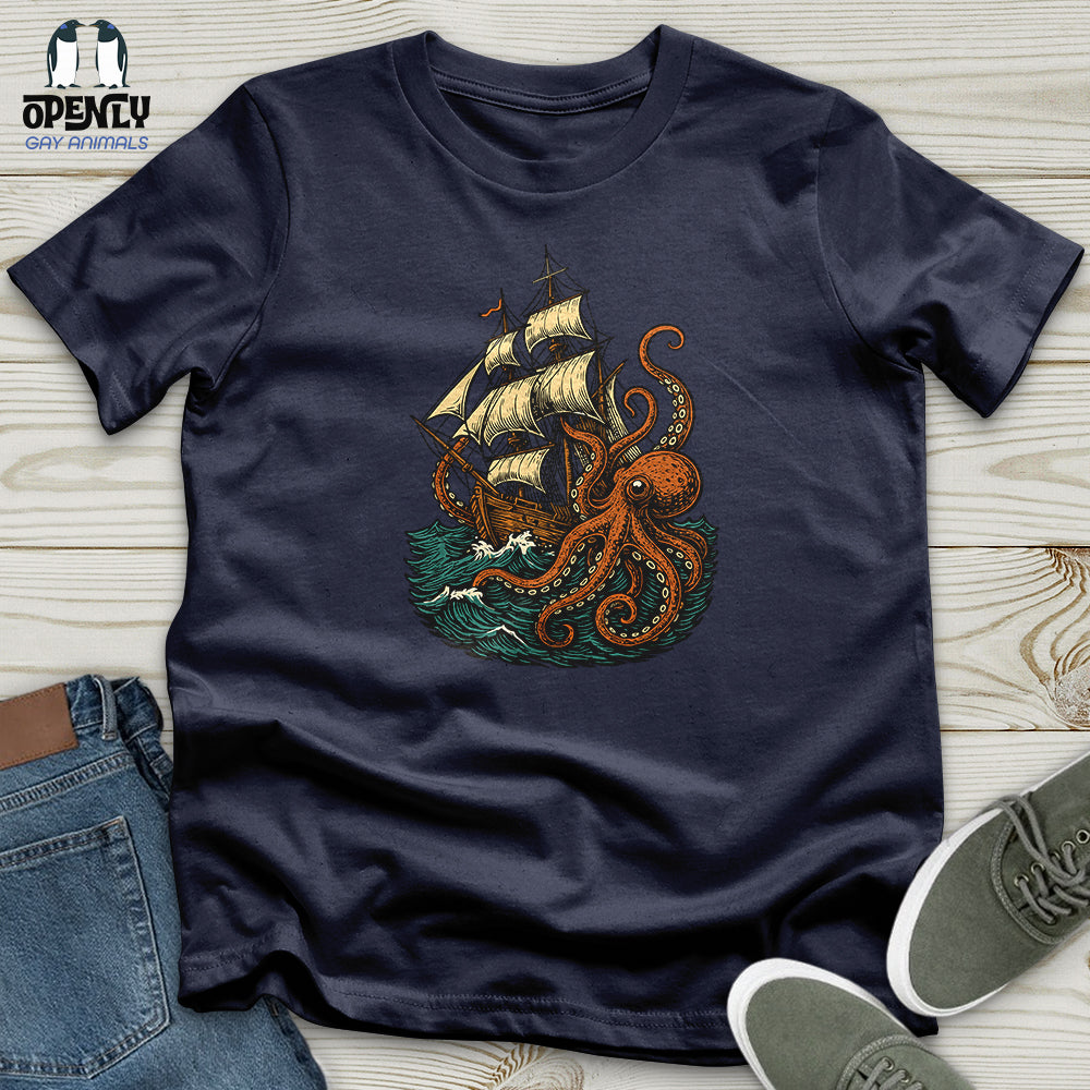Octopus Attack Pirate Ship Softstyle Tee