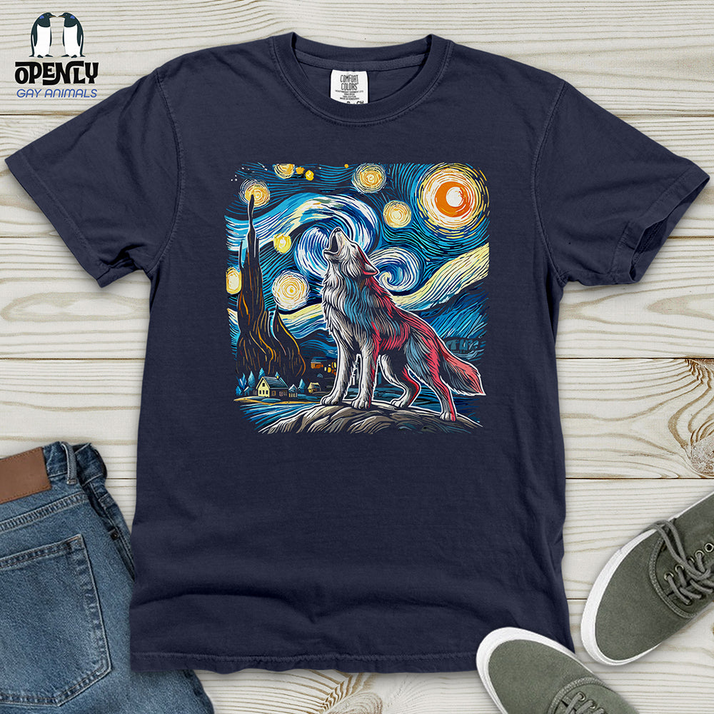 Wolf Starry Night Heavy Cotton Comfort Colors Tee