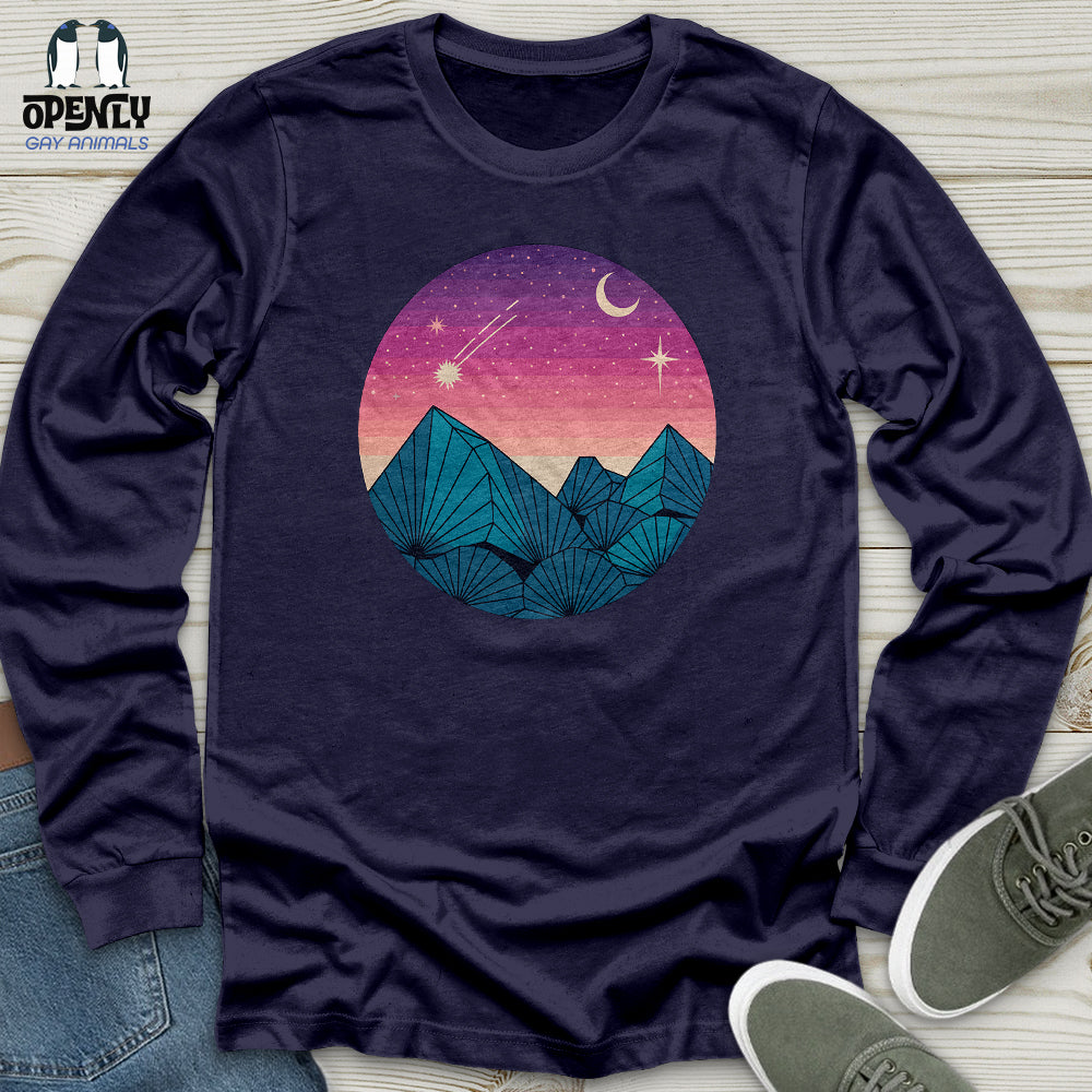 Geometric Mountain Landscape Unisex Long Sleeve Tee