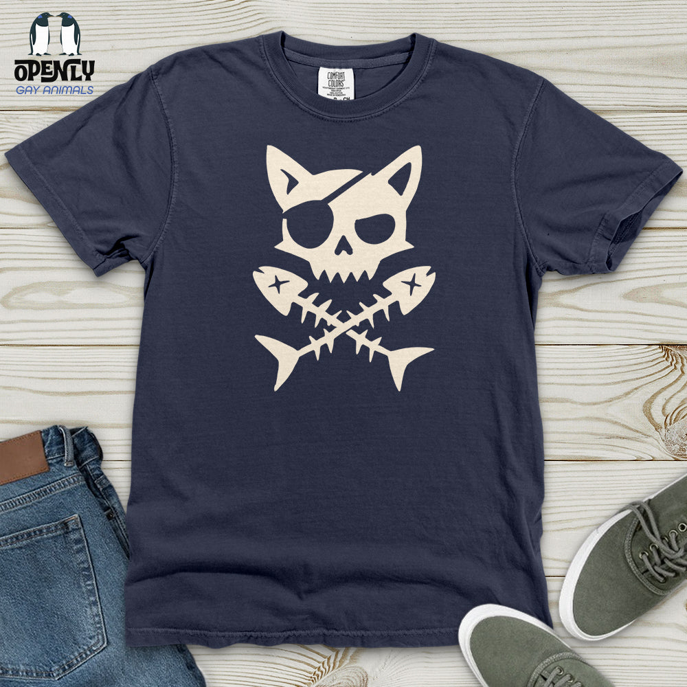 Pirate Cat and Fish Skull Heavy Cotton Comfort Colors Tee