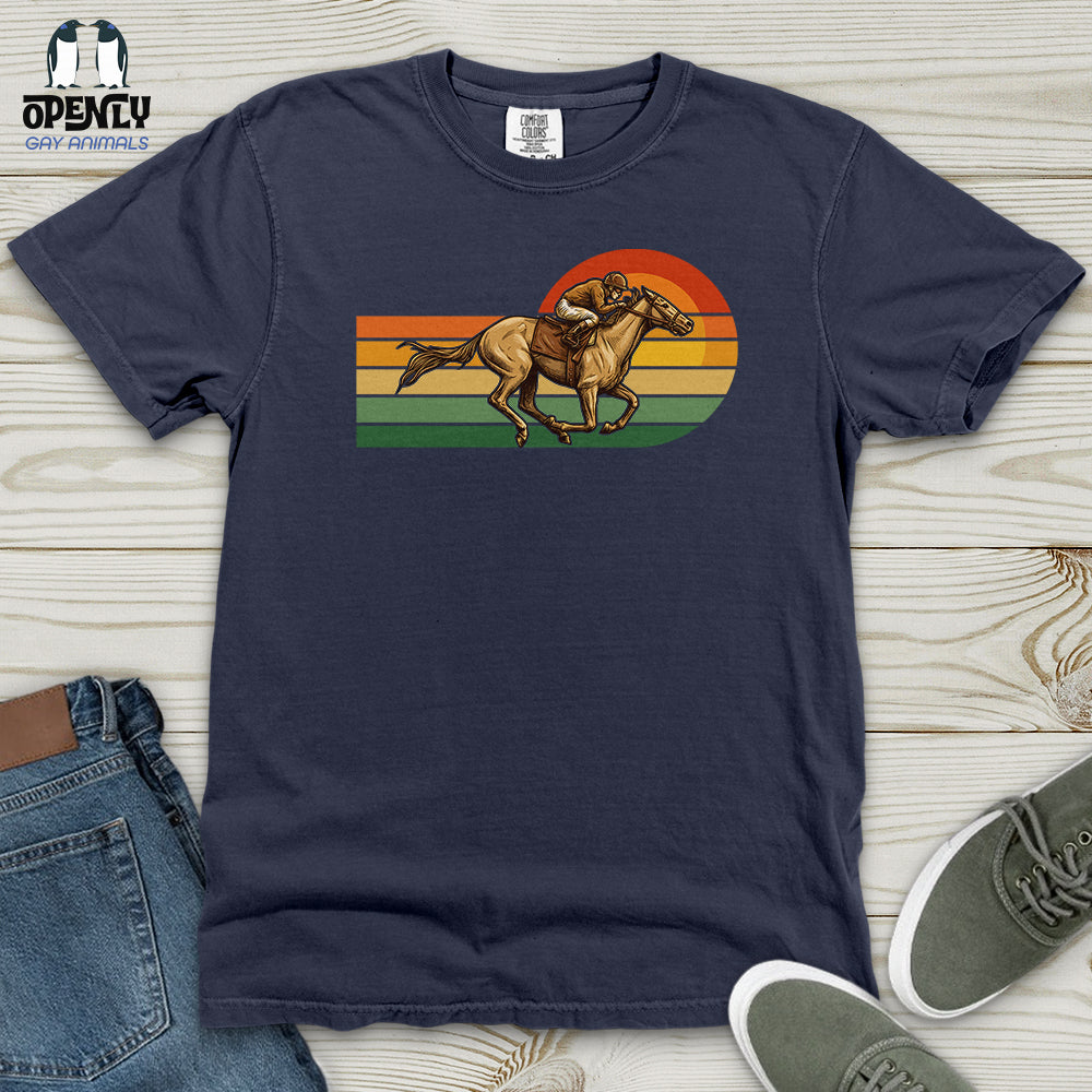 Horse Racing Retro Sunset Heavy Cotton Comfort Colors Tee