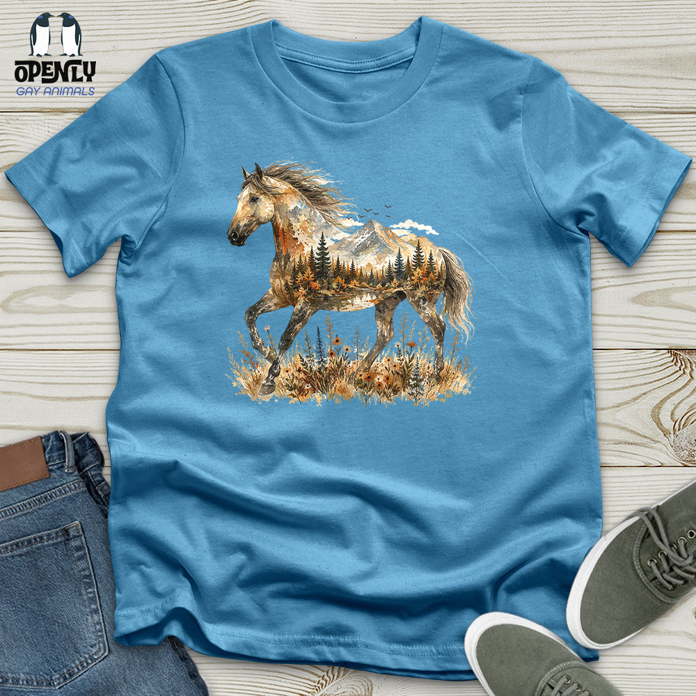 Horse in Mountain Forest Unisex T-Shirt