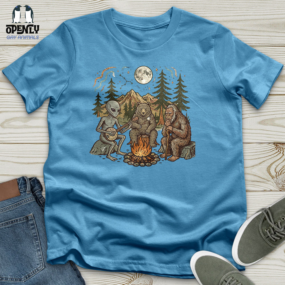 Bigfoot Alien Camping Unisex T-Shirt