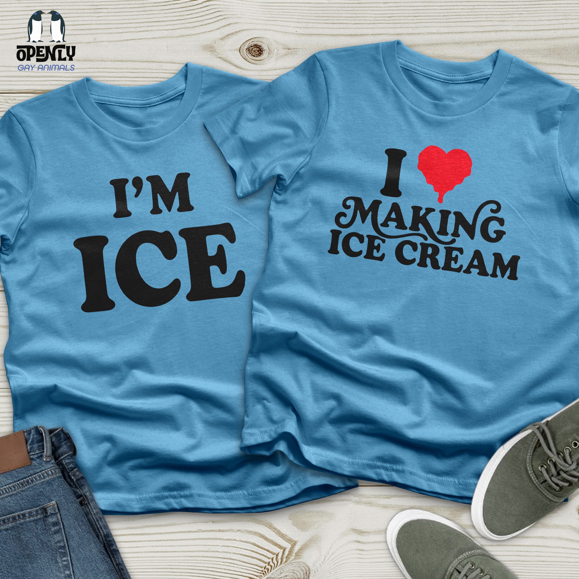 ICE Cream Black Couple T-Shirt Set