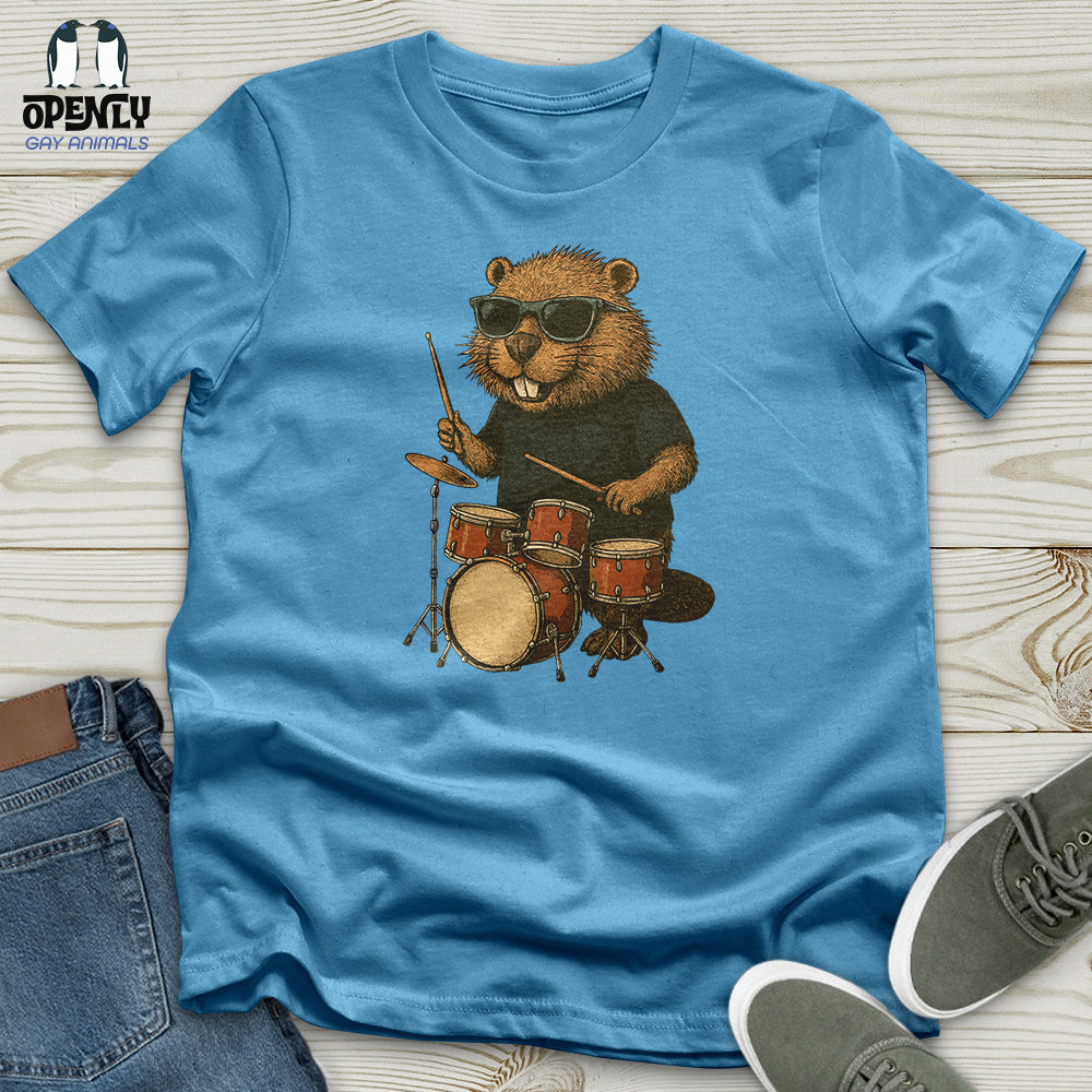 Beaver Playing Drum Unisex t-shirt