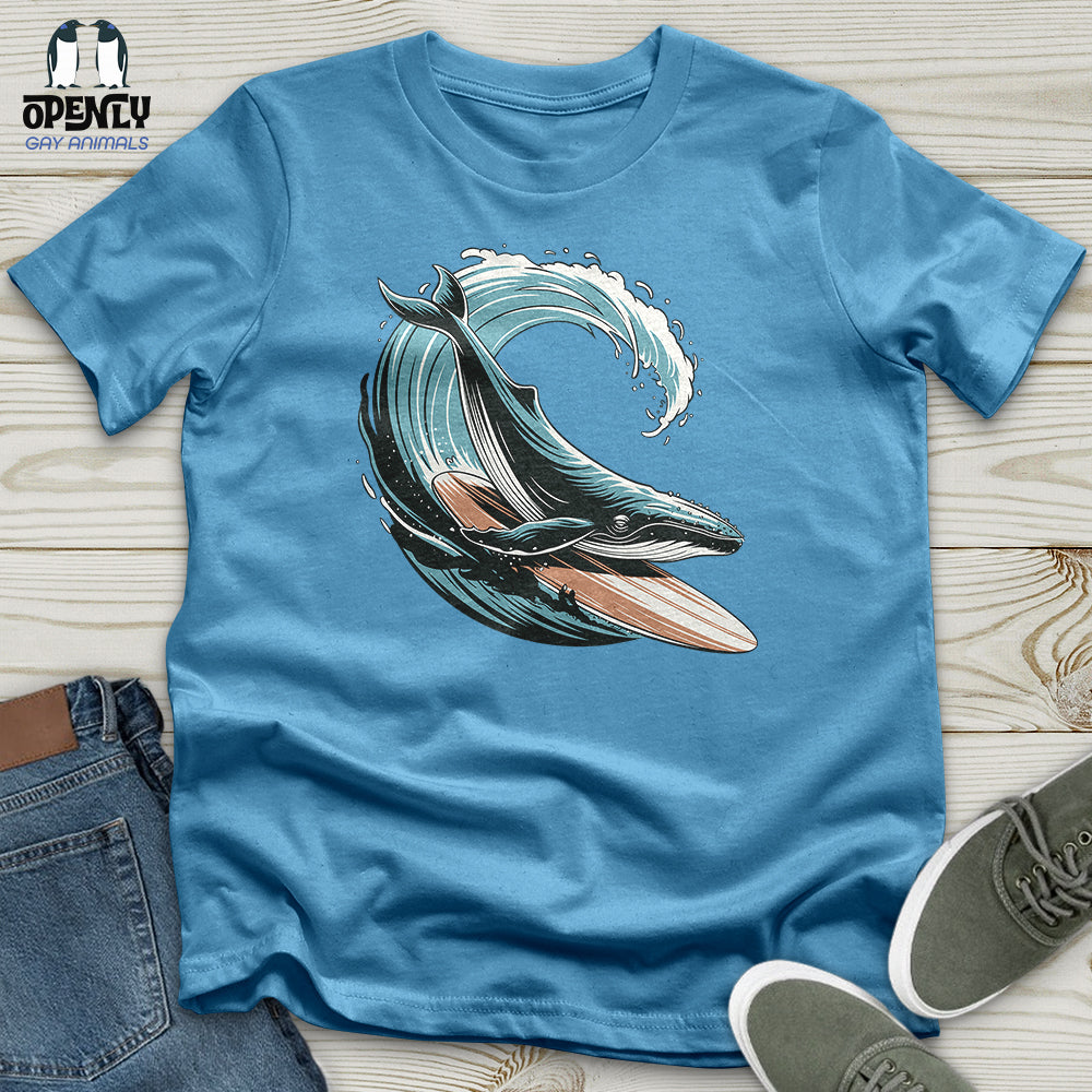 Whale Surfing on a Surfboard Unisex t-shirt
