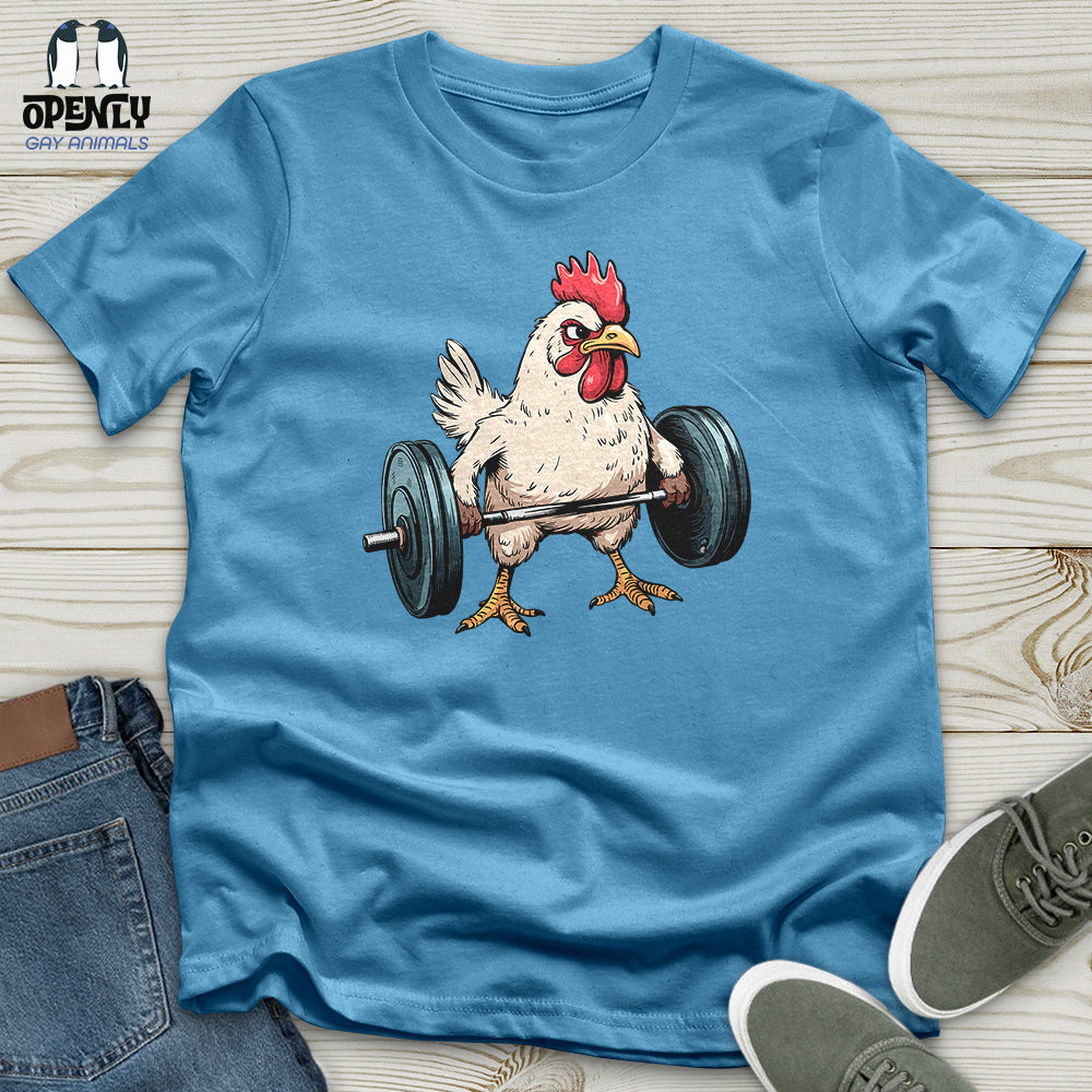 Dumbbelling Chickens Unisex t-shirt