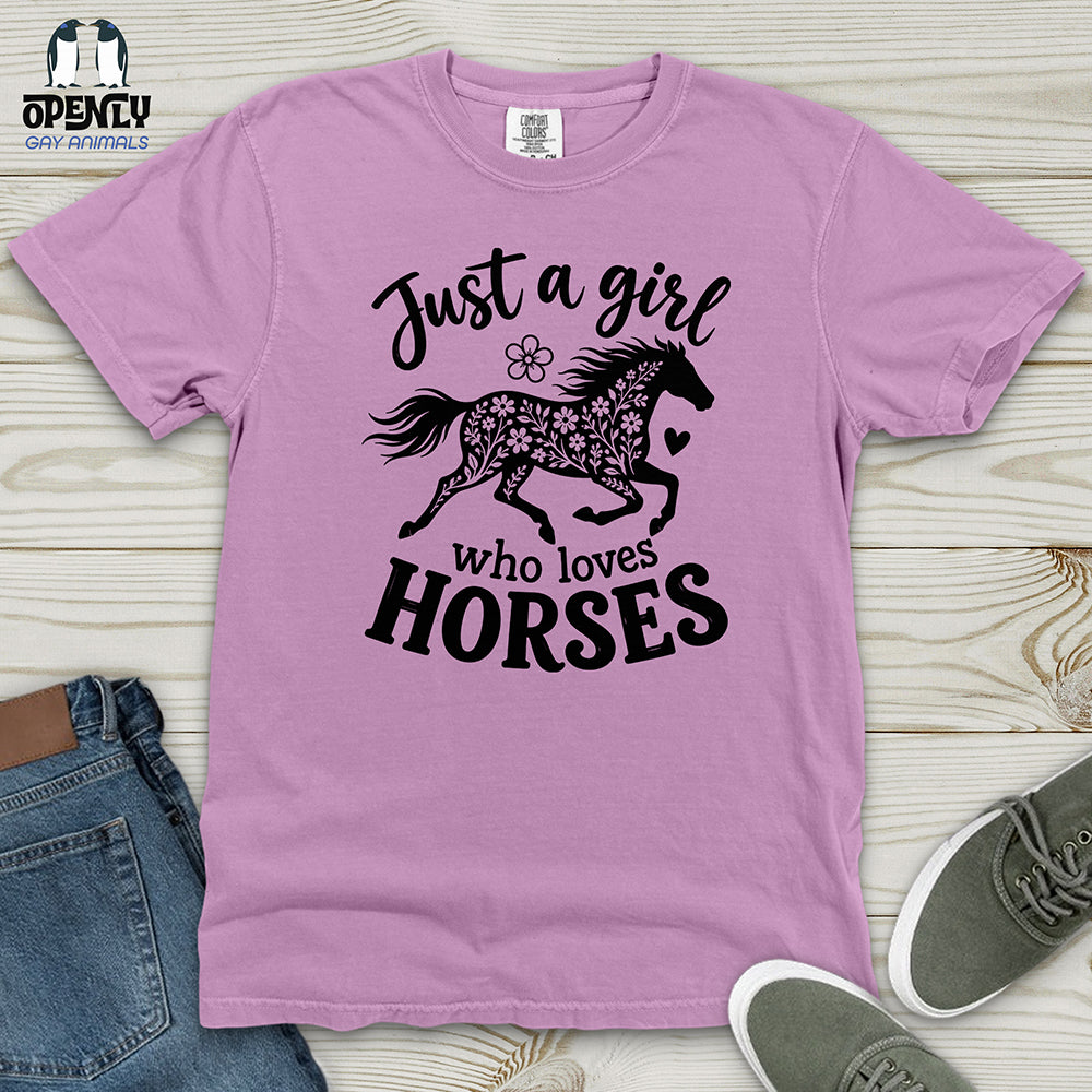 Floral Horse Silhouette Heavy Cotton Comfort Colors Tee