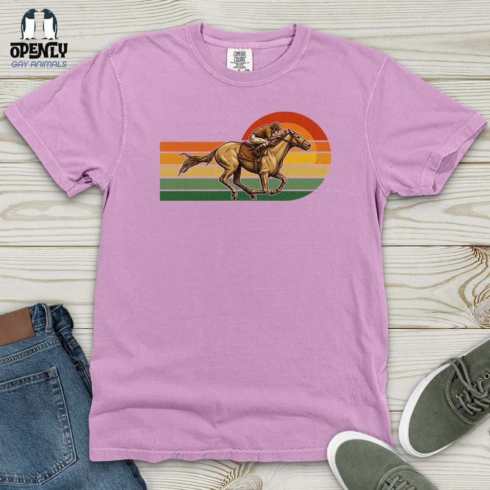 Horse Racing Retro Sunset Heavy Cotton Comfort Colors Tee