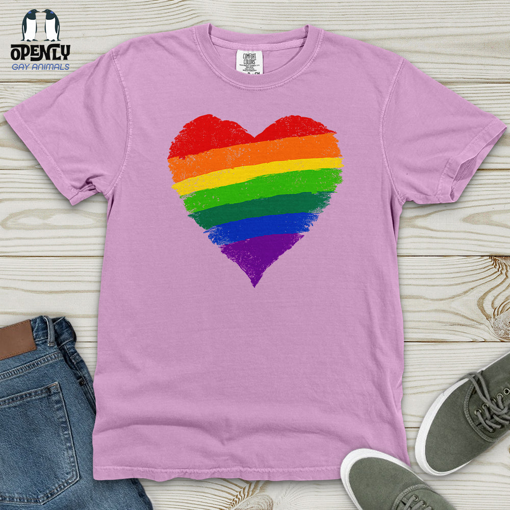 Rainbow Heart Lgbt Ally Heavy Cotton Comfort Colors Tee