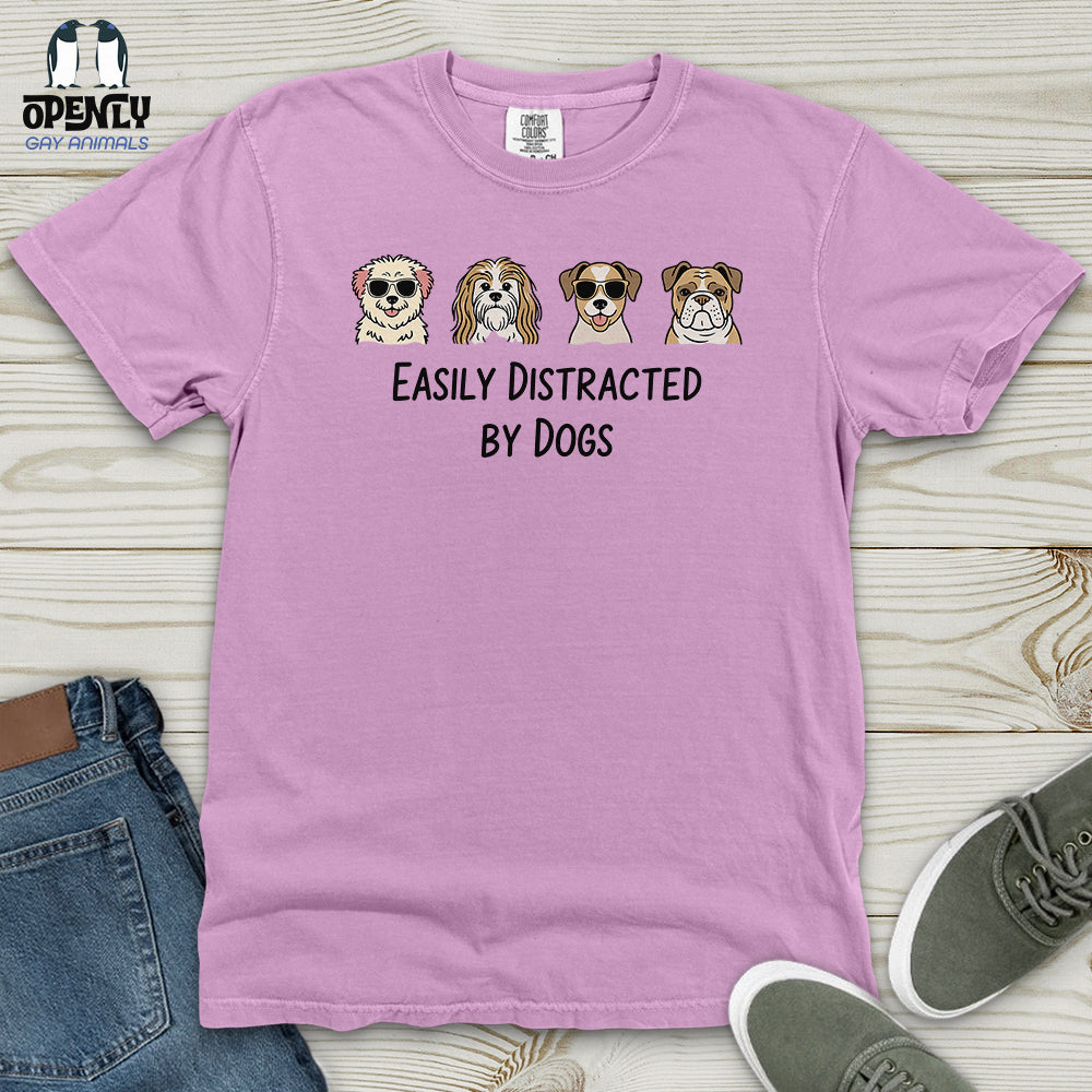 Men's Easily Distracted by Dogs Heavy Cotton Comfort Colors Tee