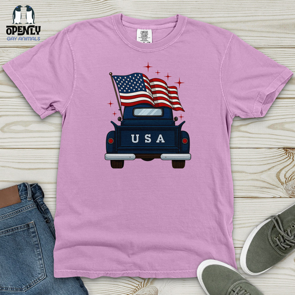 Happy Memorial Day Farm Truck Heavy Cotton Comfort Colors Tee