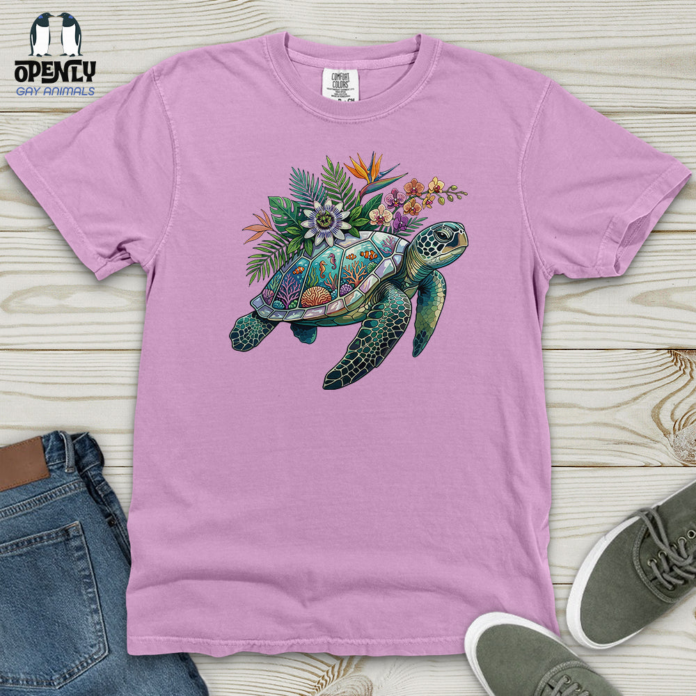Floral Turtle Heavy Cotton Comfort Colors Tee