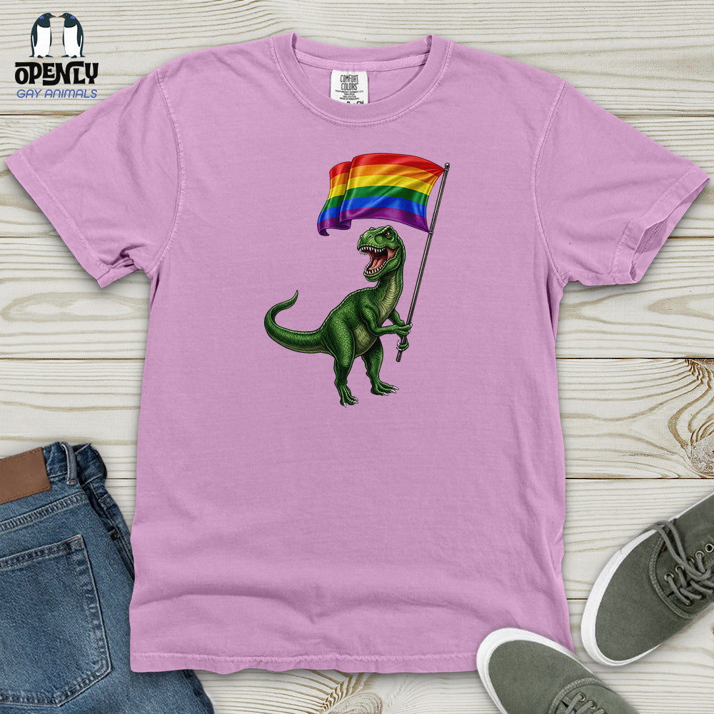 Dinosaur With Flag Heavy Cotton Comfort Colors Tee