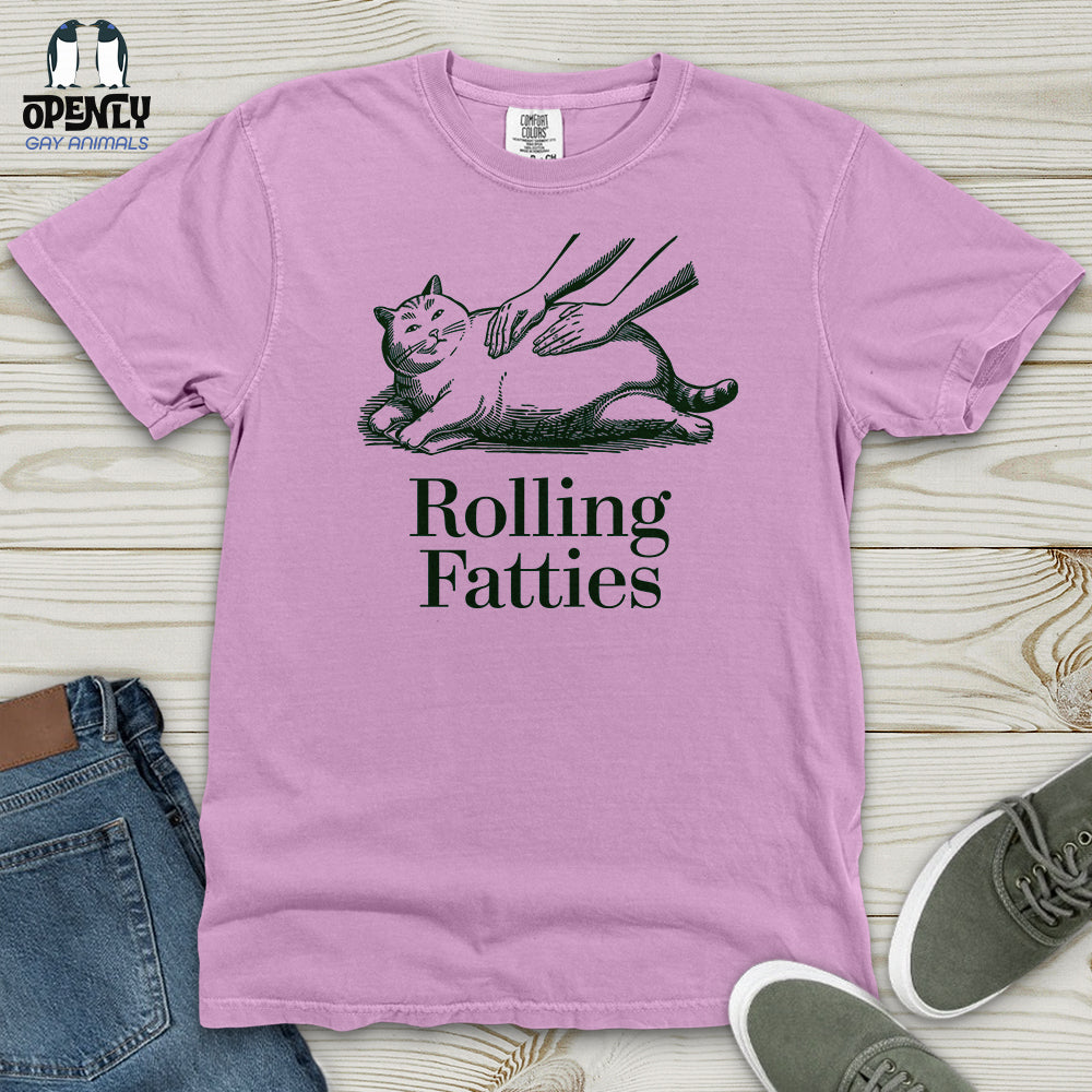 Funny Cat Rolling Fatties Cat Heavy Cotton Comfort Colors Tee