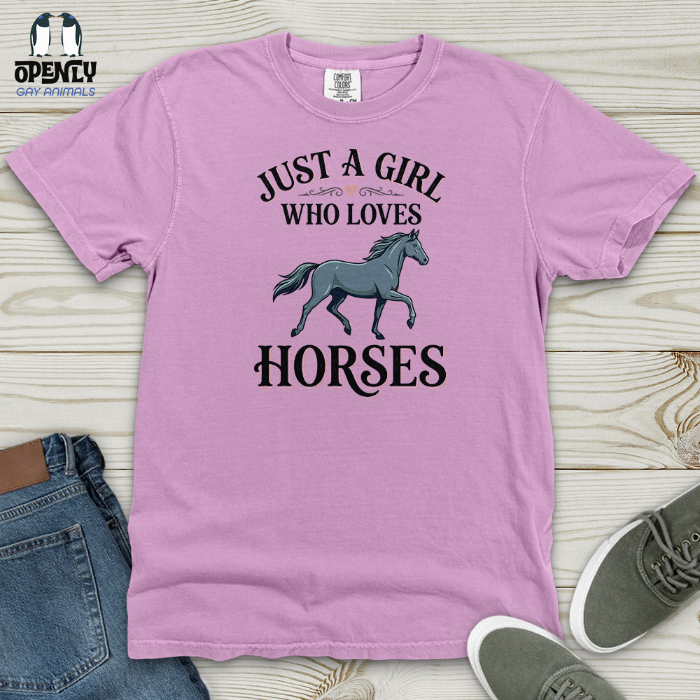 Just A Girl Who Loves Horses Heavy Cotton Comfort Colors Tee