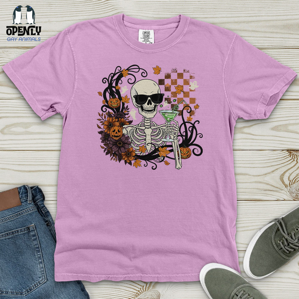 Skeleton Drink Wine Heavy Cotton Comfort Colors Tee