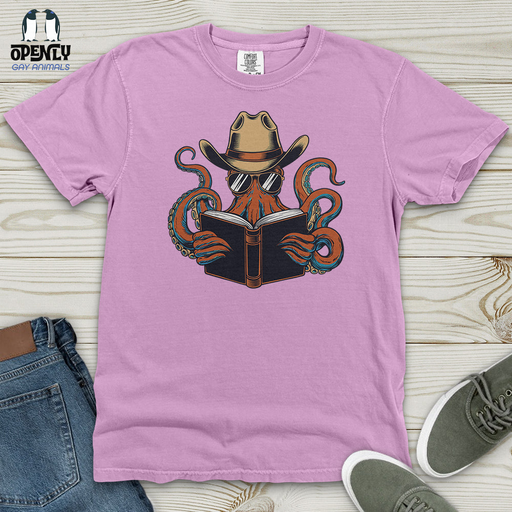 Octopus Reading Book Heavy Cotton Comfort Colors Tee