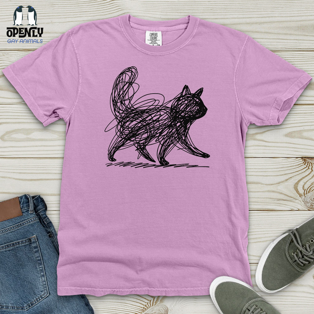Scribble Cat Heavy Cotton Comfort Colors Tee