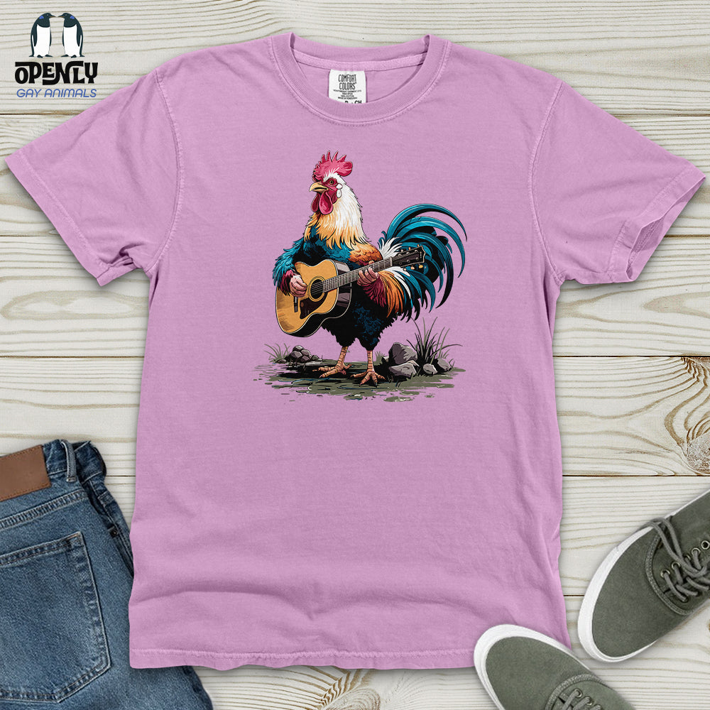 Rooster Playing Gutter Heavy Cotton Comfort Colors Tee