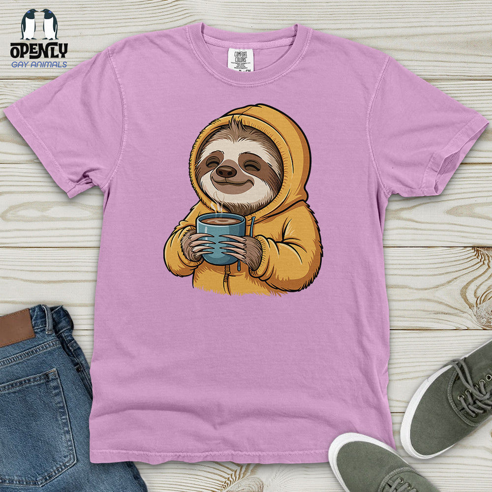 Sloth With Coffee Heavy Cotton Comfort Colors Tee