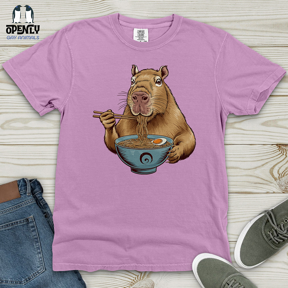 Capybara Eating Noodles Heavy Cotton Comfort Colors Tee