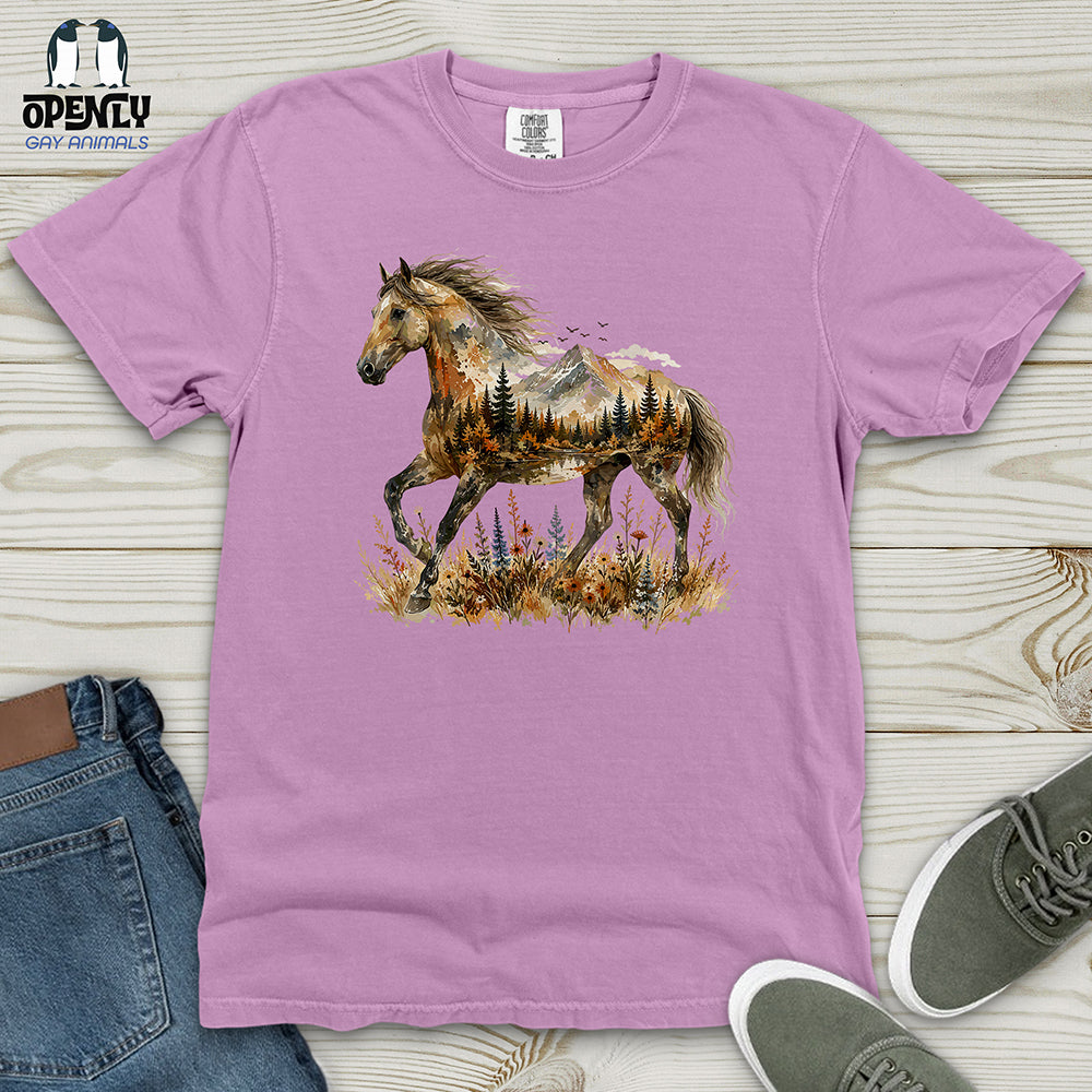 Horse in Mountain Forest Heavy Cotton Comfort Colors Tee