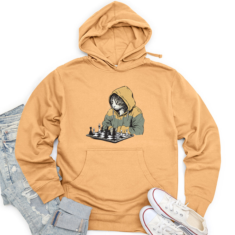 Cat Playing Chess Unisex Midweight Hoodie