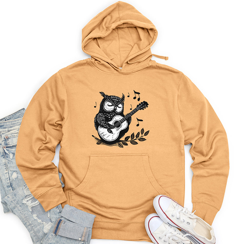 Owl Guitar Serenade Unisex Midweight Hoodie