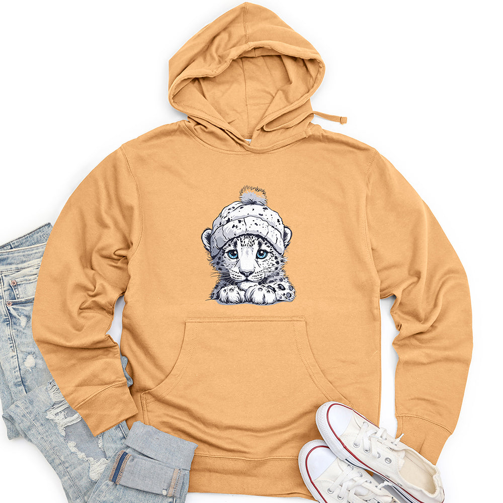 Snow Leopard Warmth Unisex Midweight Hoodie