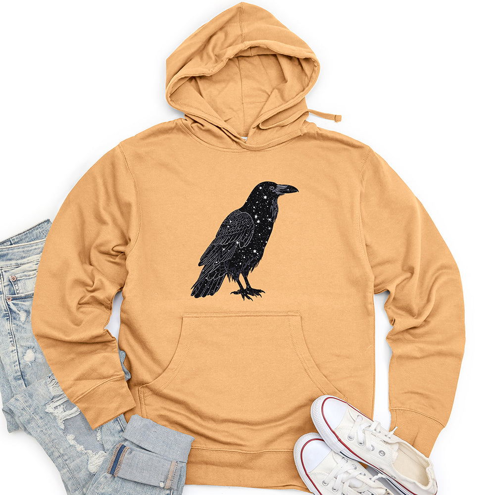 Celestial Raven Silhouette Unisex Midweight Hoodie