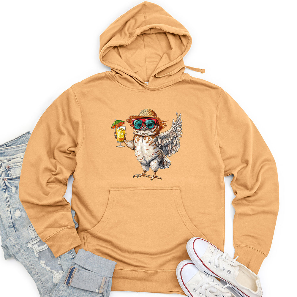 Owl Beach Vacation Unisex Midweight Hoodie