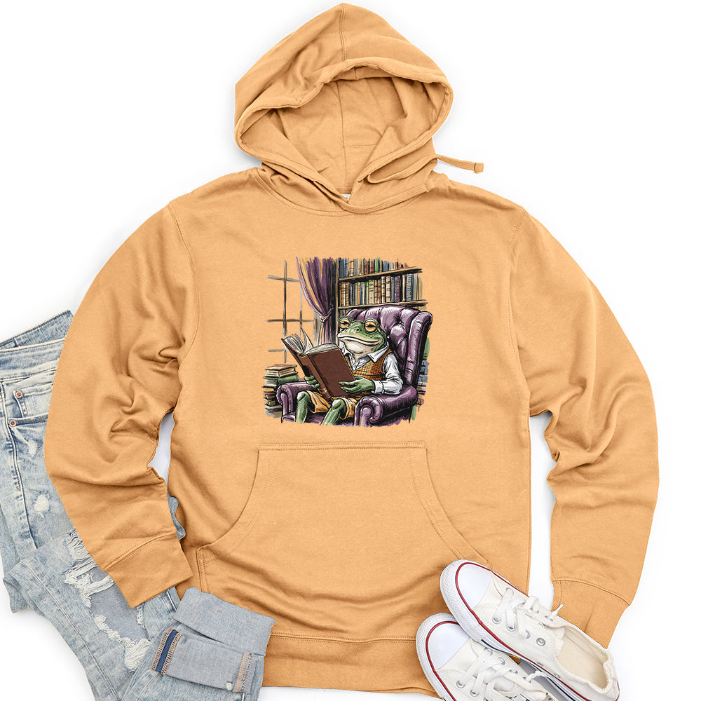 Frog Reading Book Unisex Midweight Hoodie