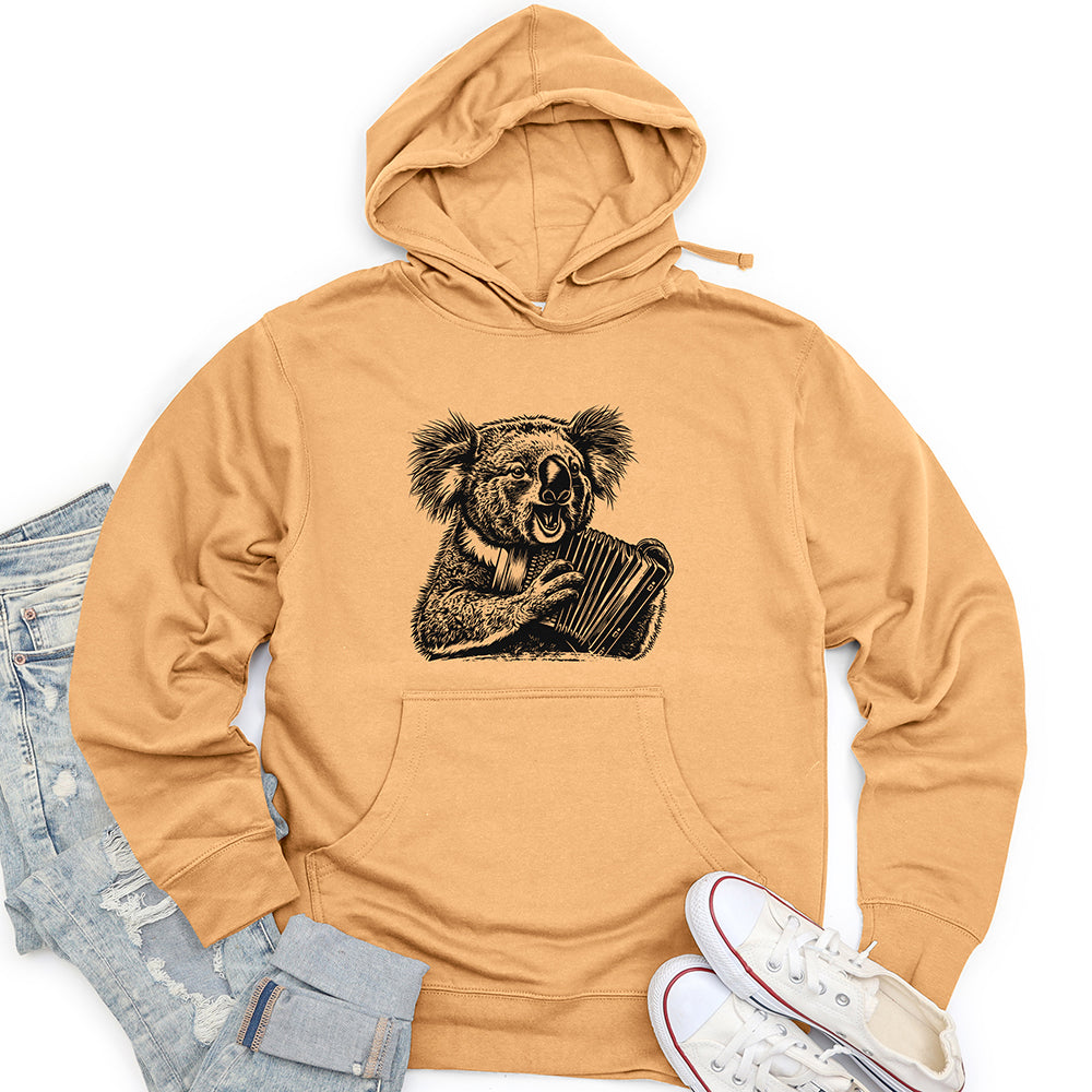 Koala Accordion Melody Unisex Midweight Hoodie