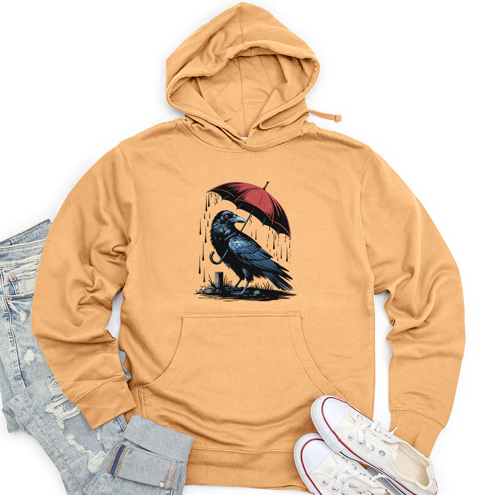 Raven in Rain Unisex Midweight Hoodie