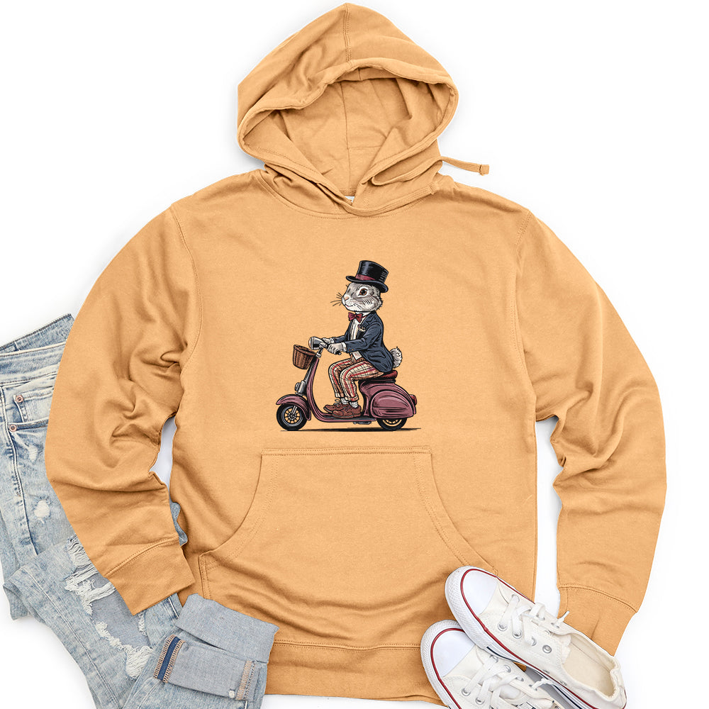 Rabbit Riding a Scooter Unisex Midweight Hoodie