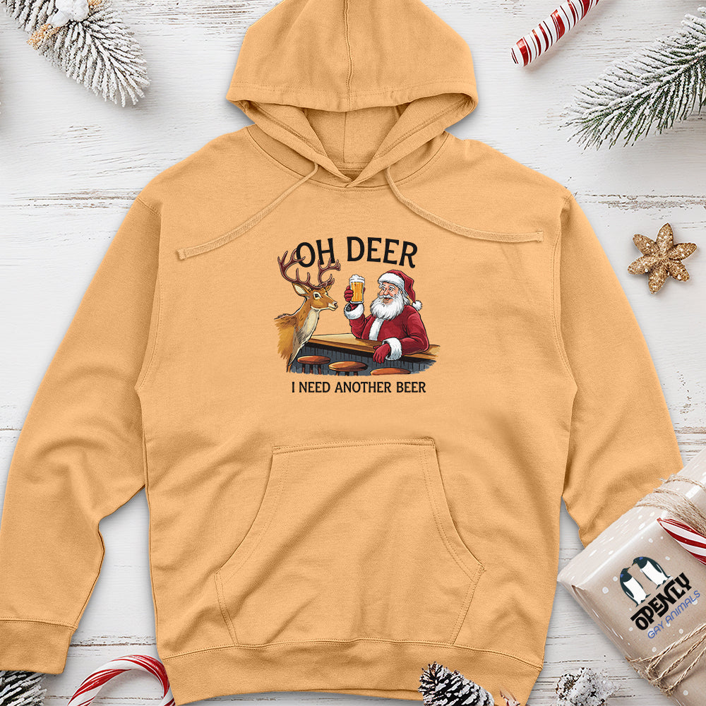 Oh Deer I Need Another Beer Unisex Midweight Hoodie