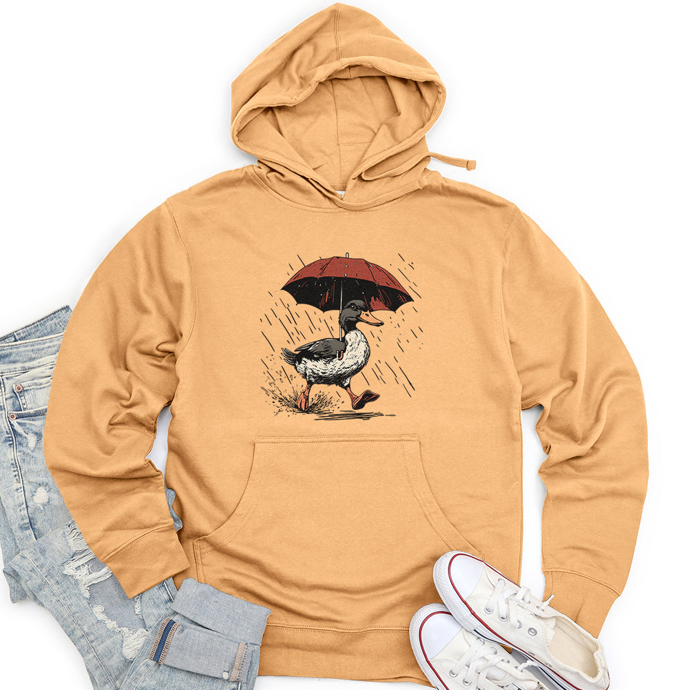 Duck Running Holding Umbrella Unisex Midweight Hoodie