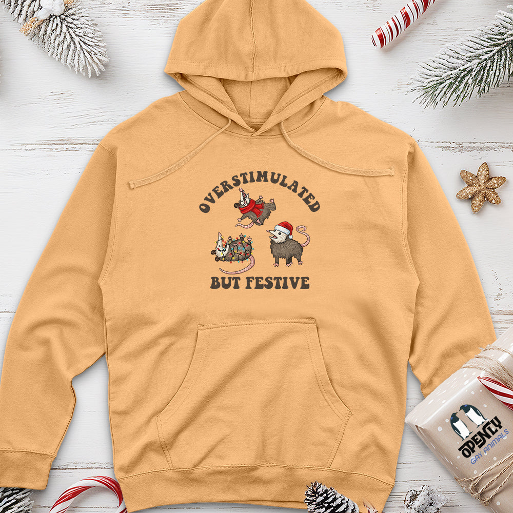 Overstimulated but Festive Unisex Midweight Hoodie