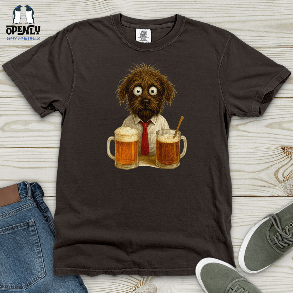Comics Dog Drinking Beer Heavy Cotton Comfort Colors Tee