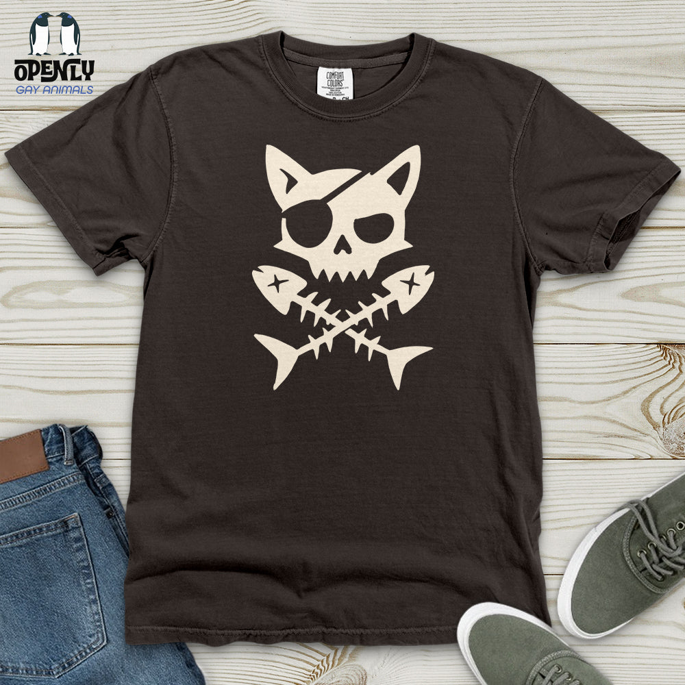 Pirate Cat and Fish Skull Heavy Cotton Comfort Colors Tee
