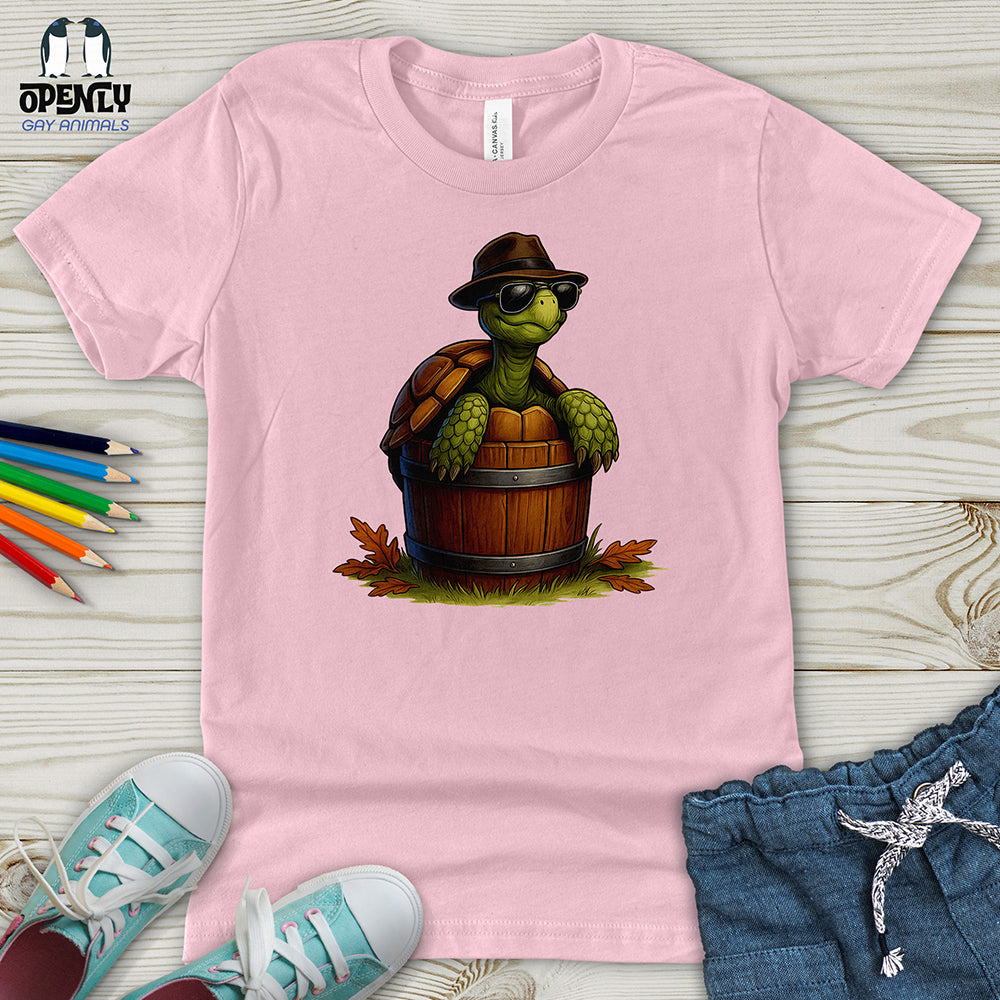 Cool Turtle in a Barrel Youth T-Shirt