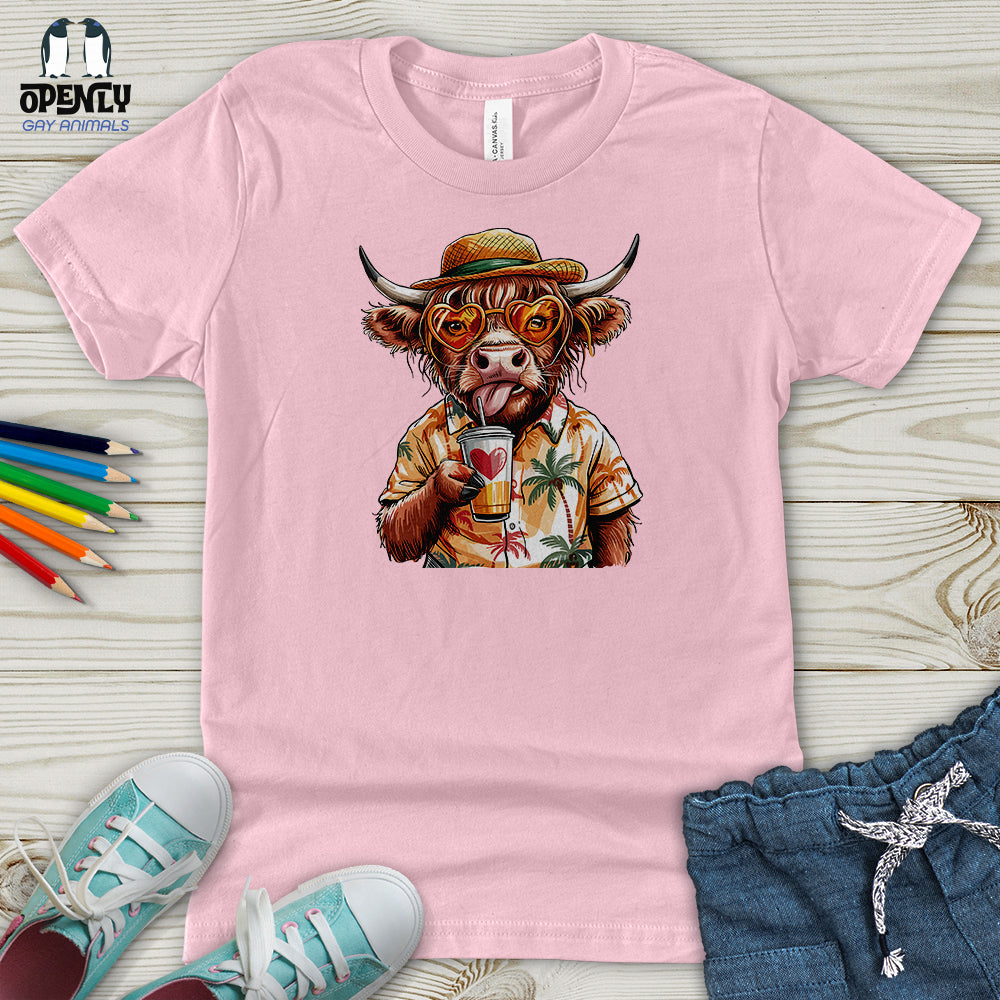 Summer Highland Cow Youth T-Shirt