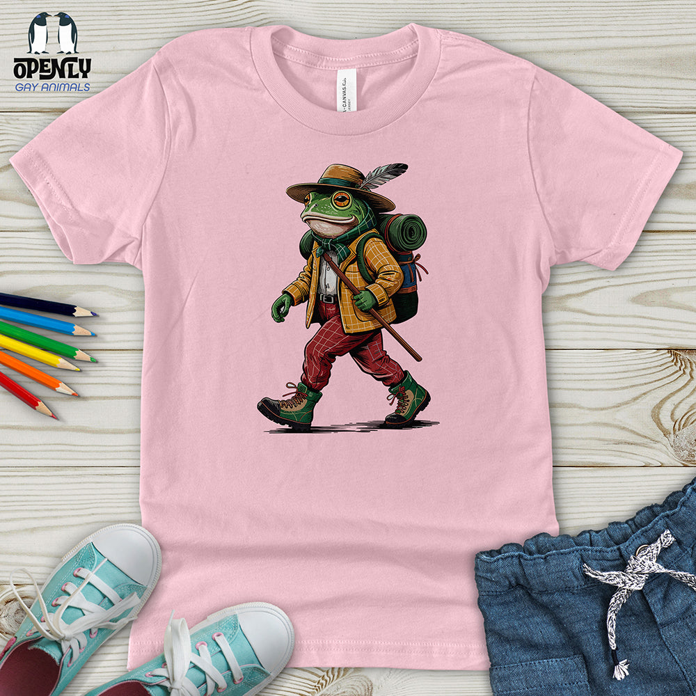 Green Frog Hiker Ready for Adventure Youth T-Shirt